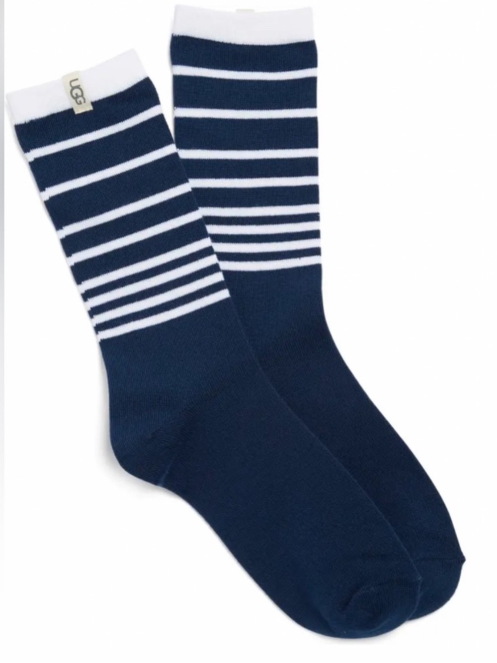 UGG Women’s Navy and White Striped Crew Socks